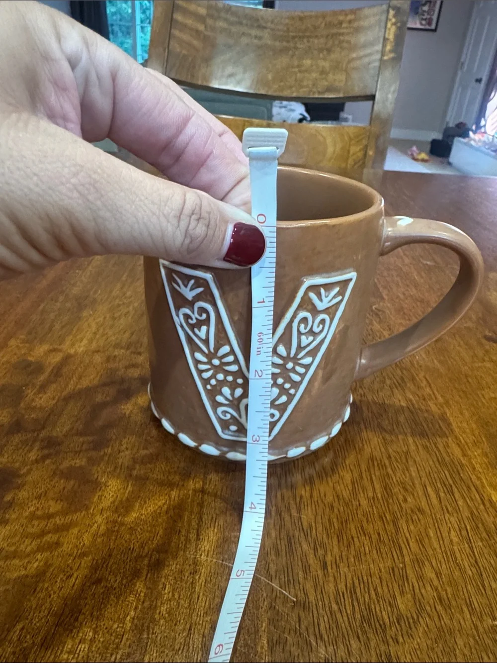 Pottery Barn Gingerbread Alphabet Monogram Mug Letter V